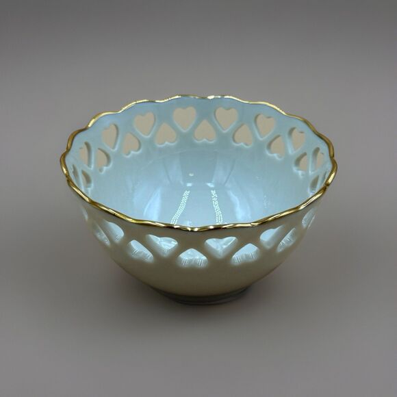 Vintage Lenox Heart Collection Bowl With Embossed Flower Detailing 5.5” D - Picture 2 of 6